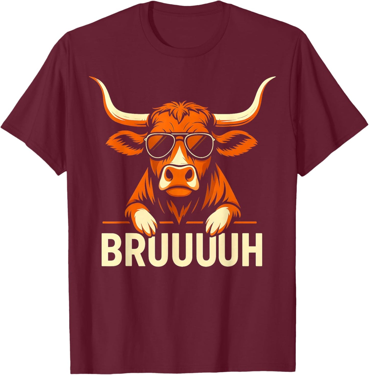 Vintage Retro Bruh Longhorn Meme Gift Women Kid T-Shirt - T-Shirt | Maroon