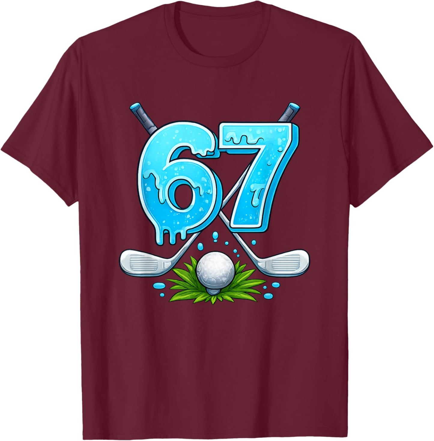 Awesome 67 Meme Golfing Gifts for Kids Teens Viral Meme 6 7 T-Shirt - T-Shirt | Maroon