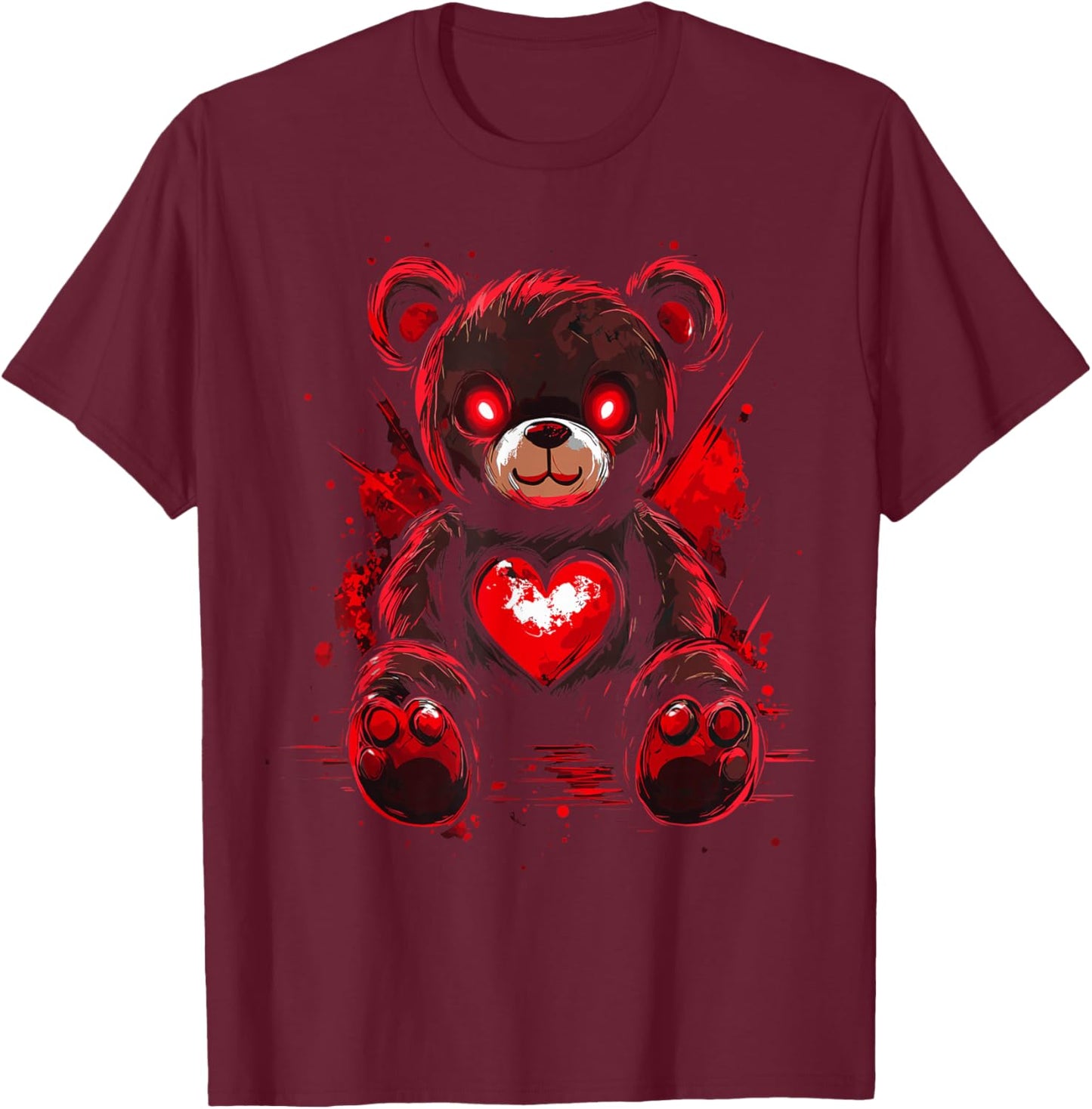 Scary Cute Teddy Bear Gothic Women Creepy Goth Teddy Bear T-Shirt - T-Shirt | Maroon