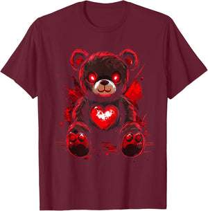 Scary Cute Teddy Bear Gothic Women Creepy Goth Teddy Bear T-Shirt - T-Shirt | Maroon