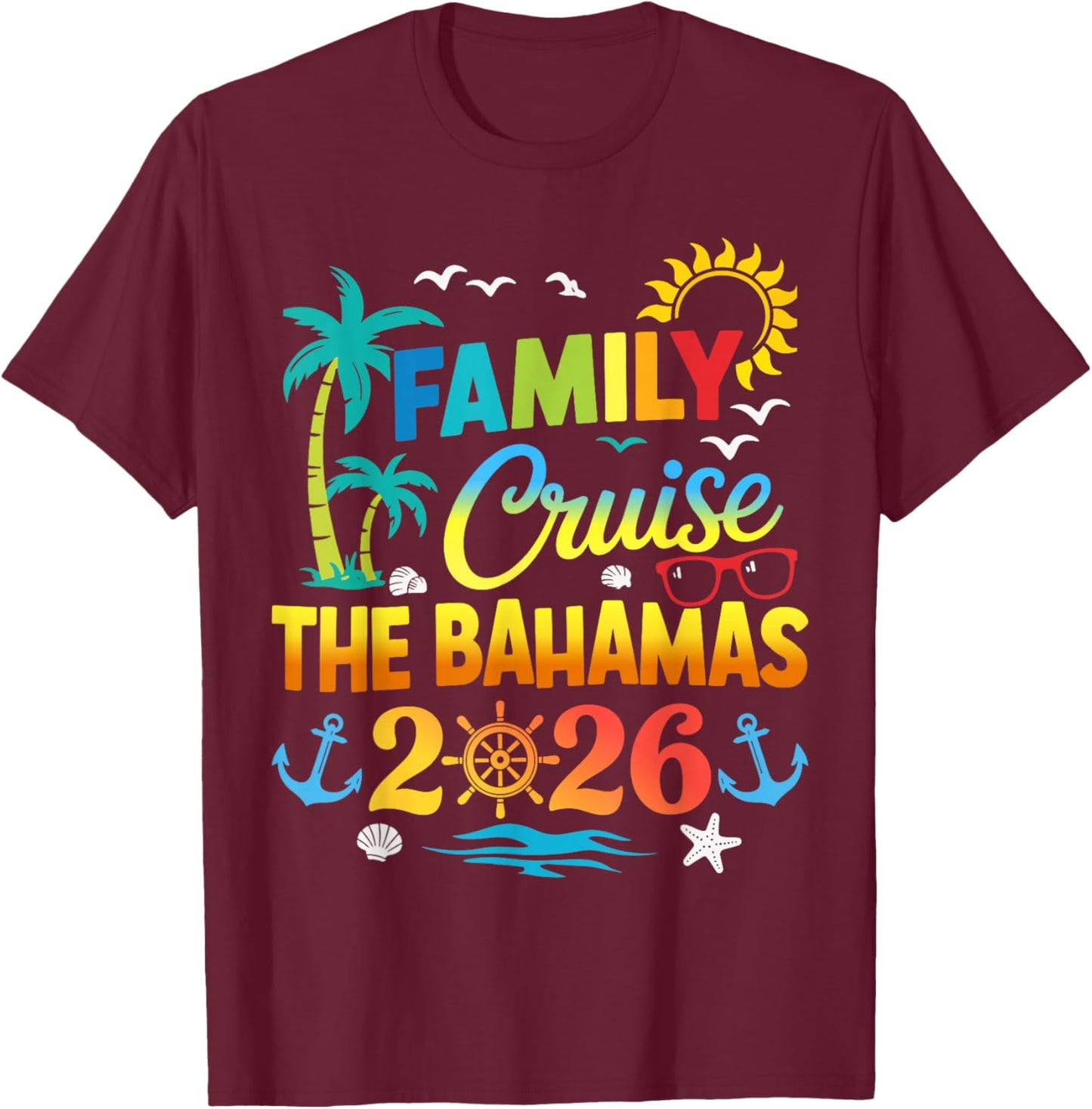 Bahamas Family Cruise 2026 T-Shirt - T-Shirt | Maroon