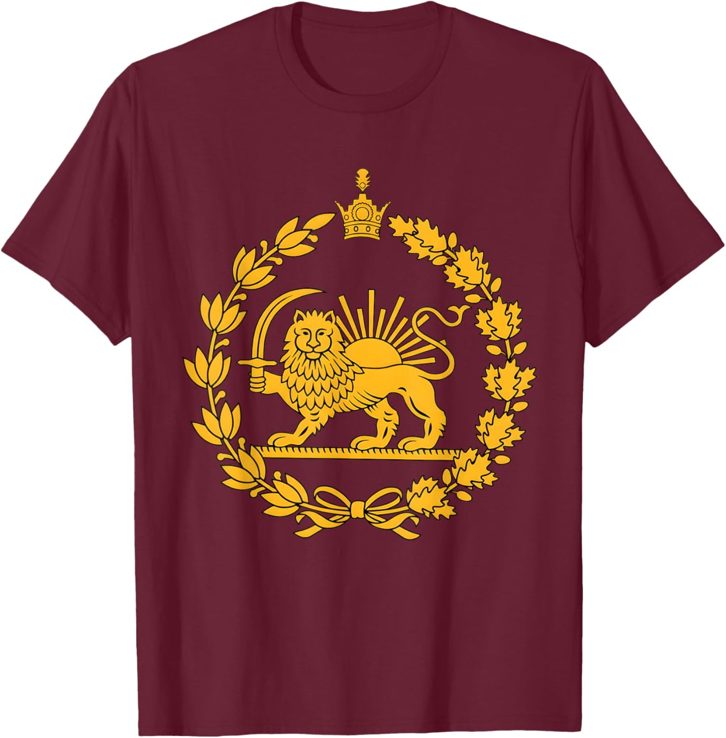 Lion and Sun Iran Persian Flag Iran Shir o Khorshid Graphic T-Shirt - T-Shirt | Maroon