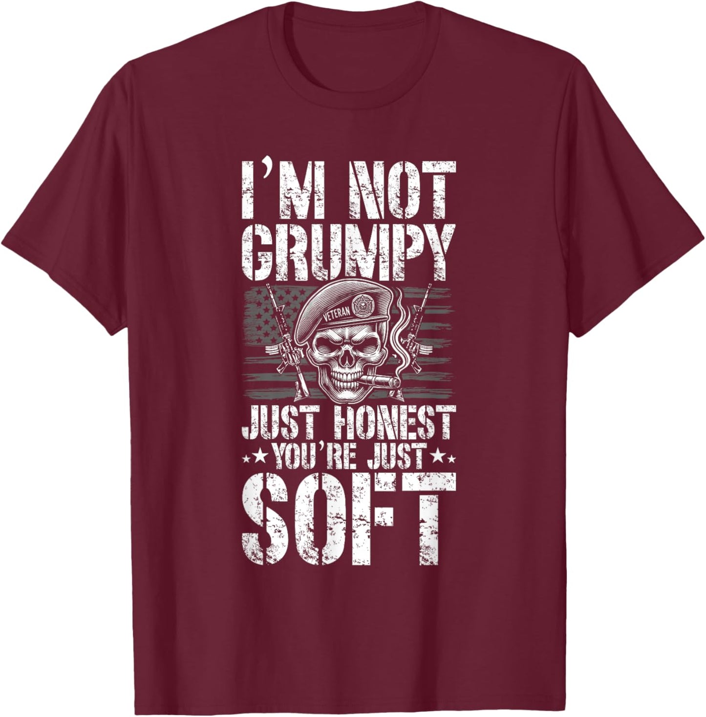 Grumpy Old Veteran us Flag Vet Disgruntled Veteran T-Shirt - T-Shirt | Maroon