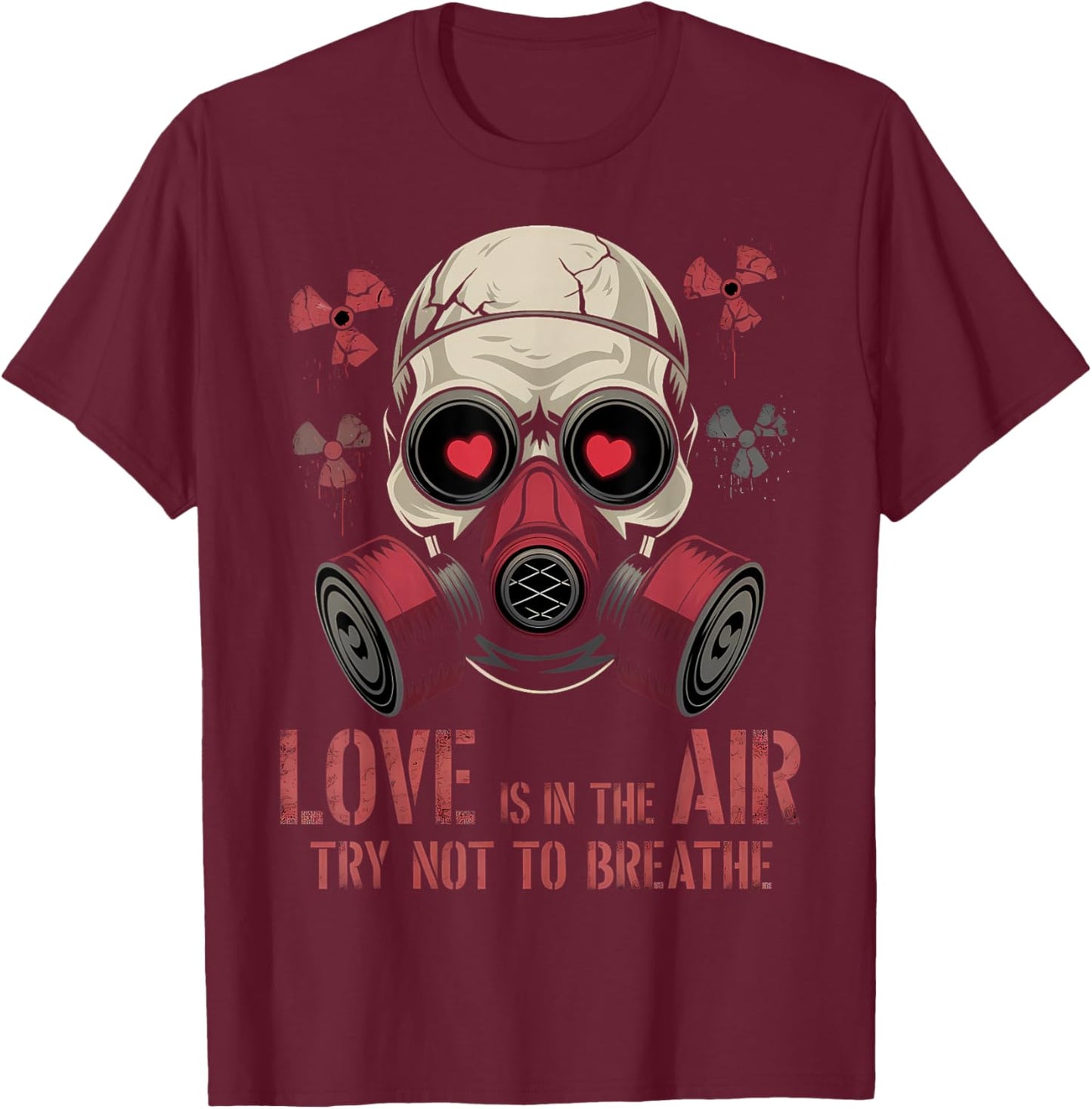 Valentine Skull Gas Mask Love Aesthetic T-Shirt - T-Shirt | Maroon