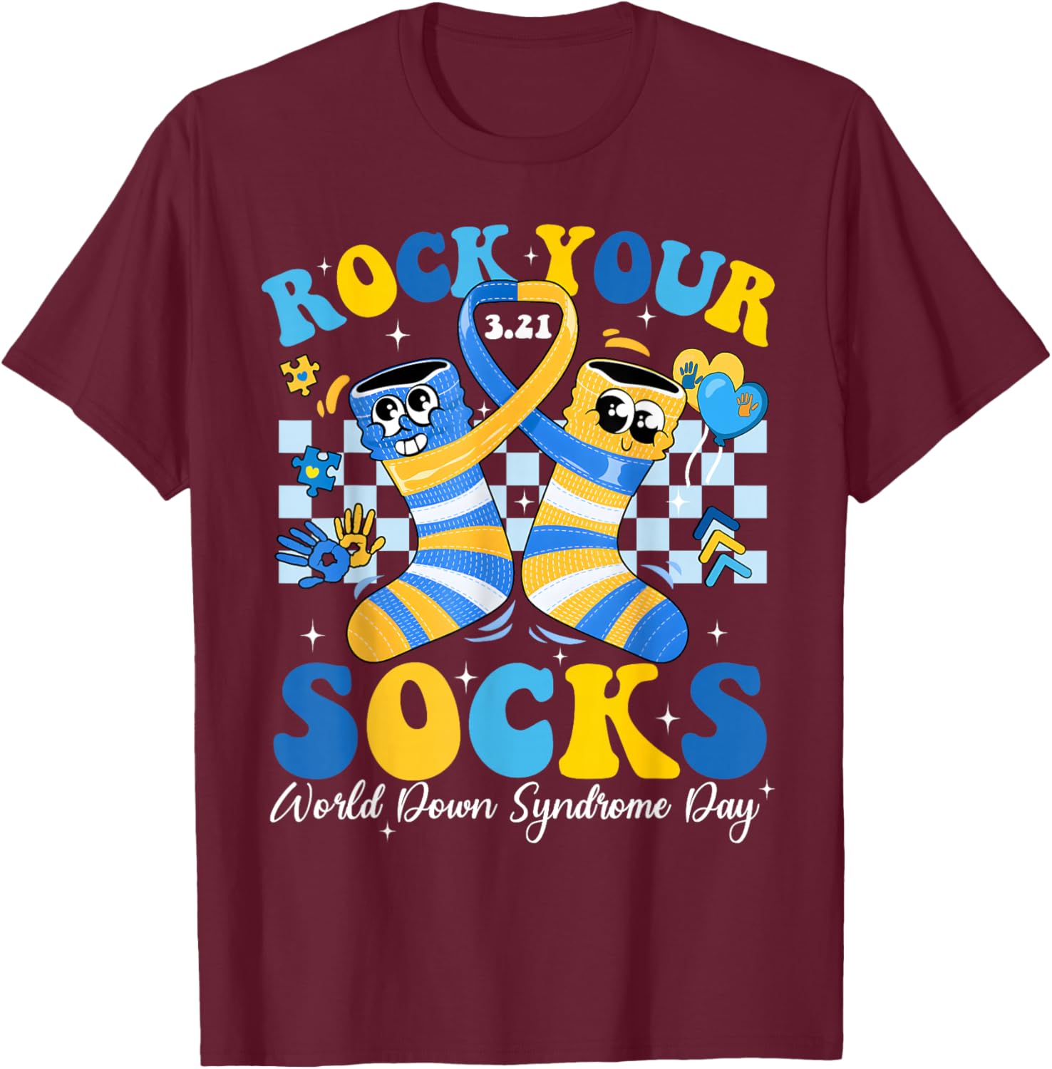 World Down Syndrome Day Rock Your Socks Men Women Kid T-Shirt - T-Shirt | Maroon
