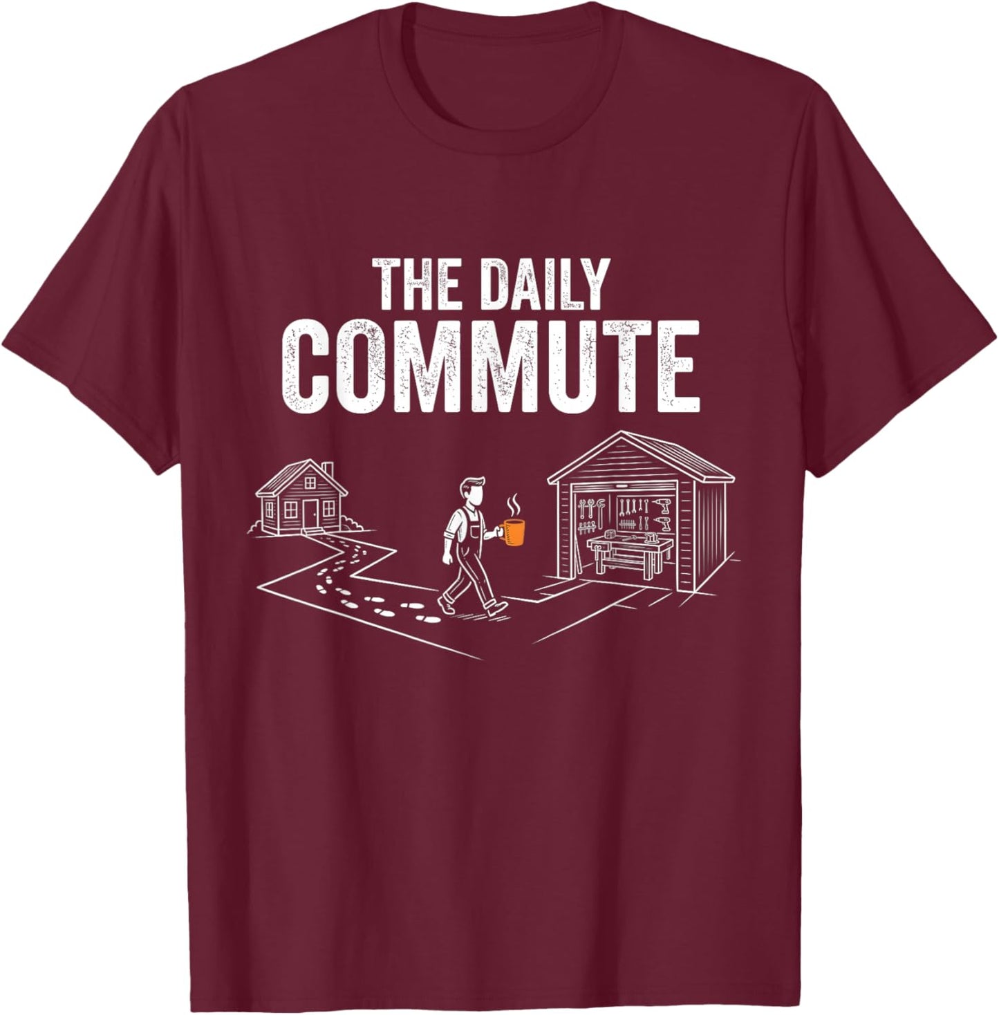 Funny The Daily Commute Funny Woodworker Carpenter T-Shirt - T-Shirt | Maroon