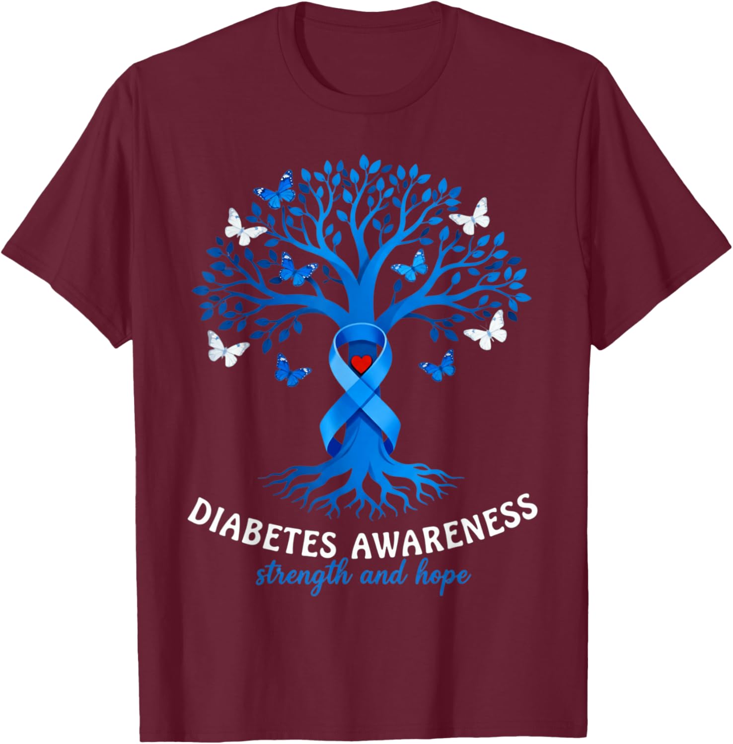 Diabetes Awareness Month Diabetic Blue T-Shirt - T-Shirt | Maroon