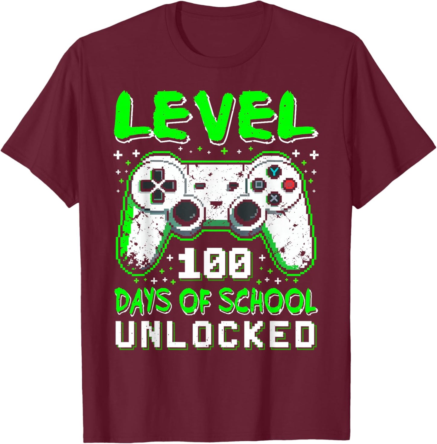 Level 100 Days of School Unlocked Boys 100th Day of School T-Shirt - T-Shirt | Maroon