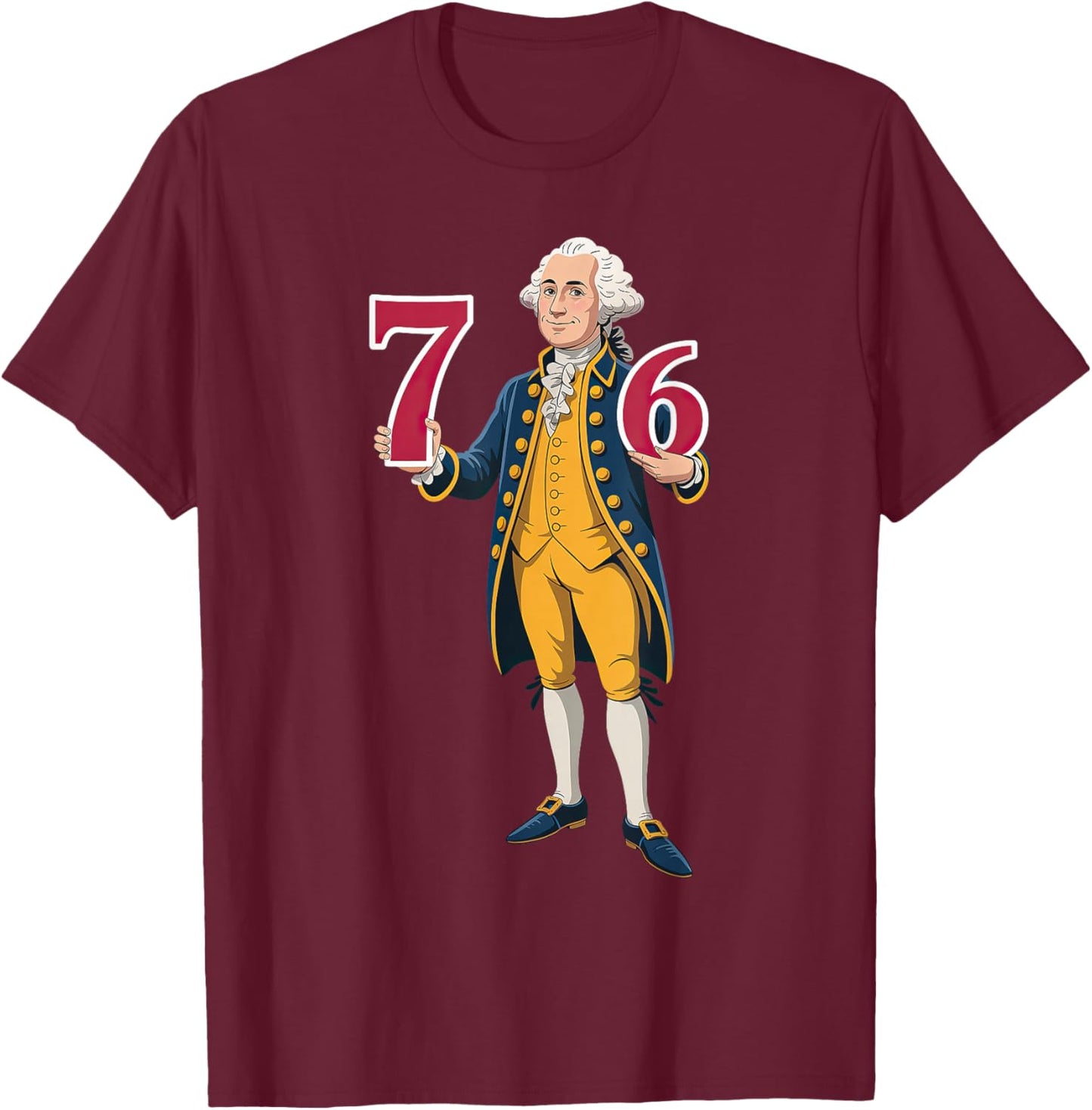 6 7 7 6 George Washington Six Seven T-Shirt - T-Shirt | Maroon
