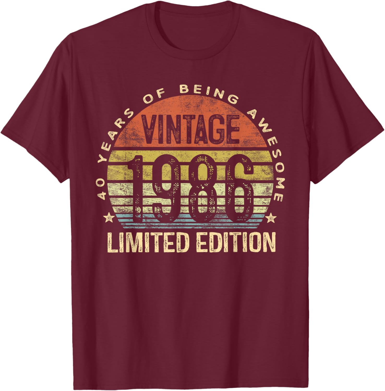 Vintage 1986 Limited Edition 40-Year-Old 40th Birthday T-Shirt - T-Shirt | Maroon