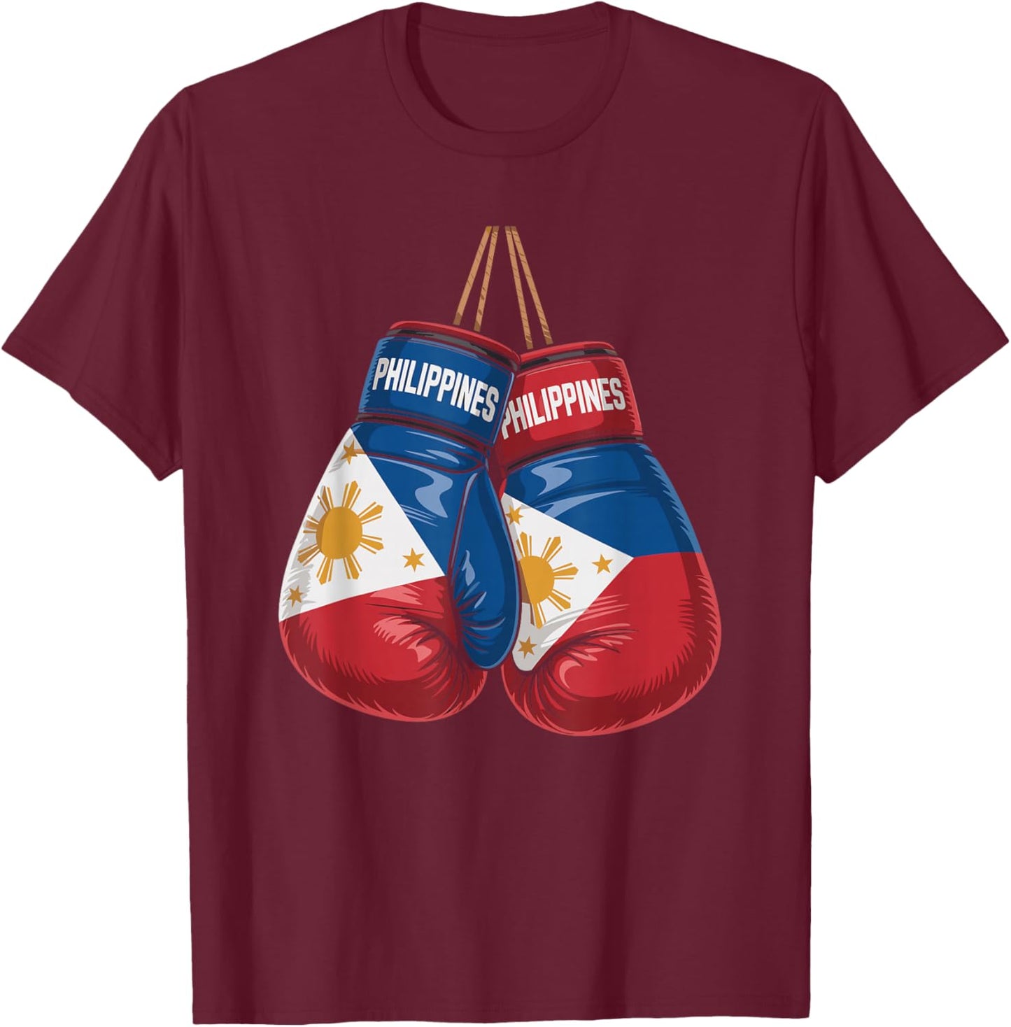 Philippines Flag Boxing Gloves Boxer Filipino Patriotism T-Shirt - T-Shirt | Maroon