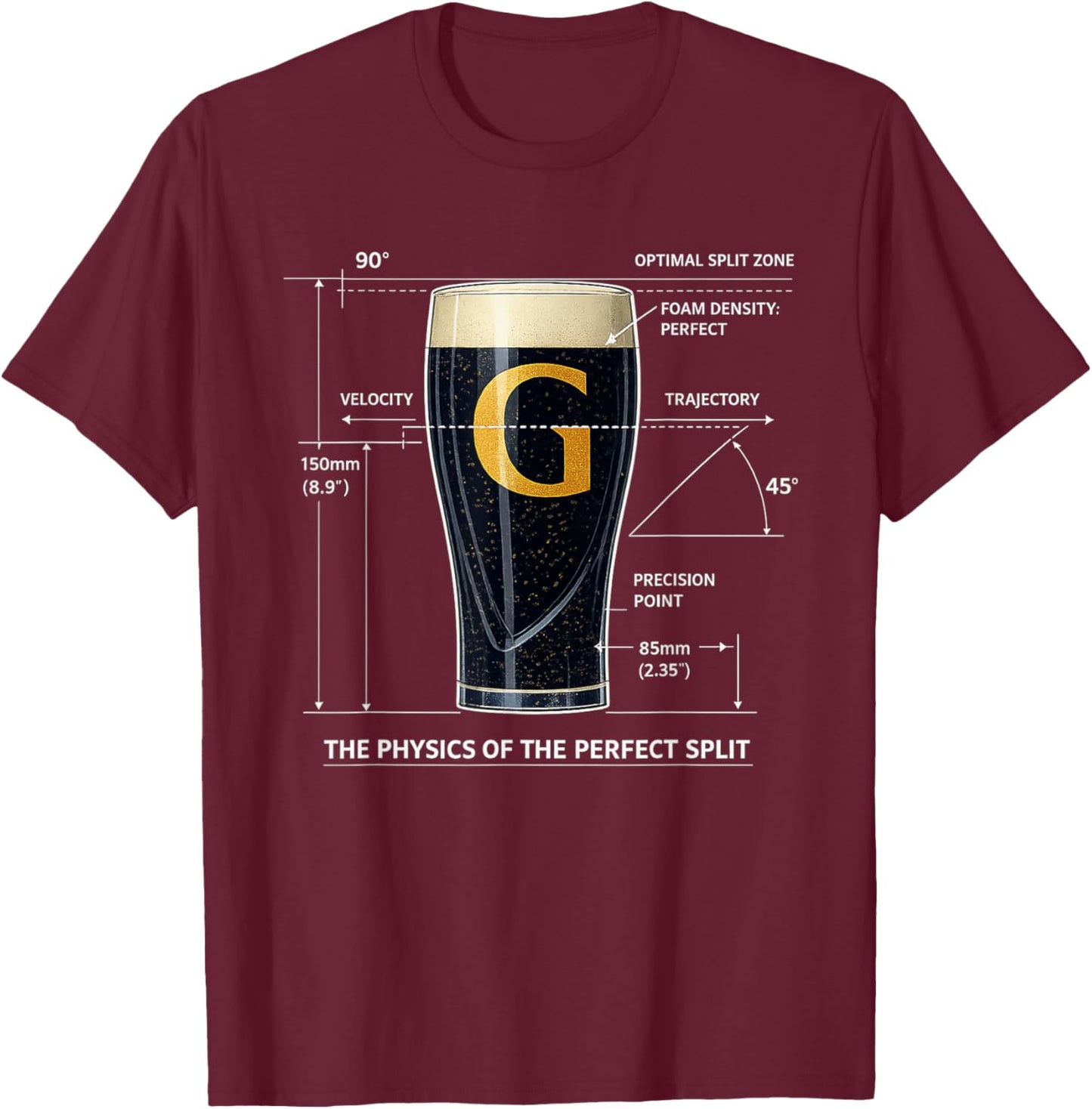 Physics of Perfect Split The G St Patricks Day Irish Drinks T-Shirt - T-Shirt | Maroon