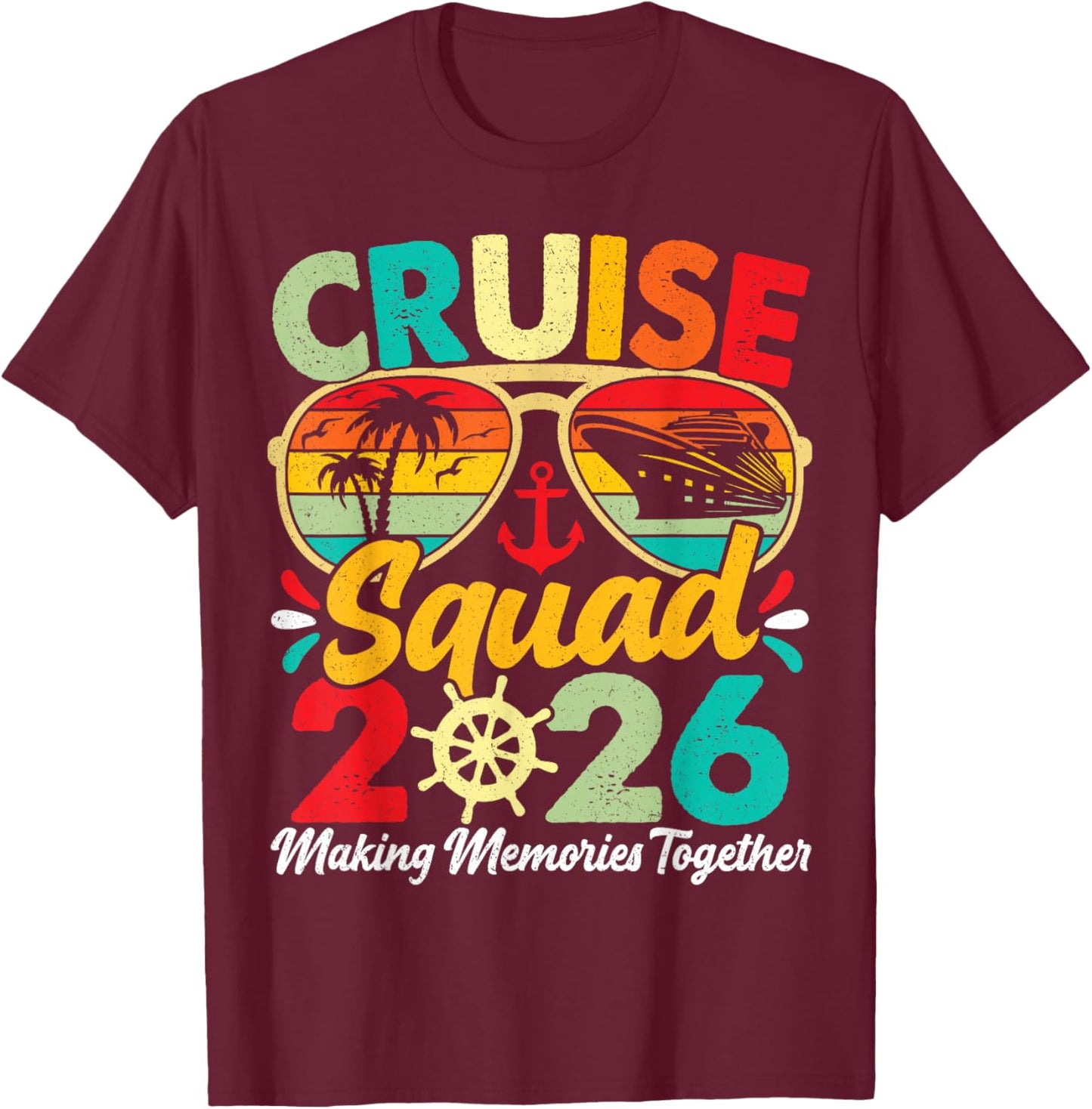 Cruise Squad 2026 Summer Vacation Matching Family Vintage T-Shirt - T-Shirt | Maroon