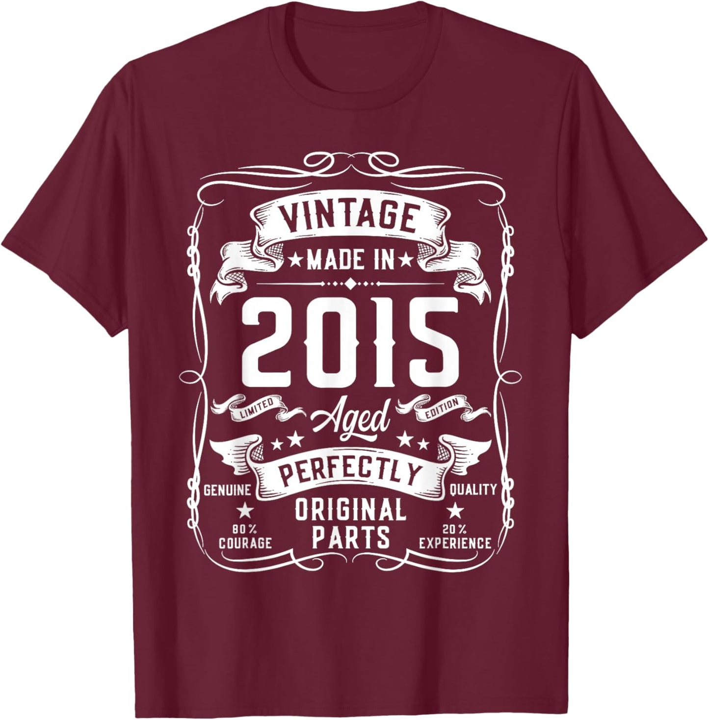 Vintage 2015 11yr 11th Birthday Gifts Boys Girls 11 Year Old T-Shirt - T-Shirt | Maroon