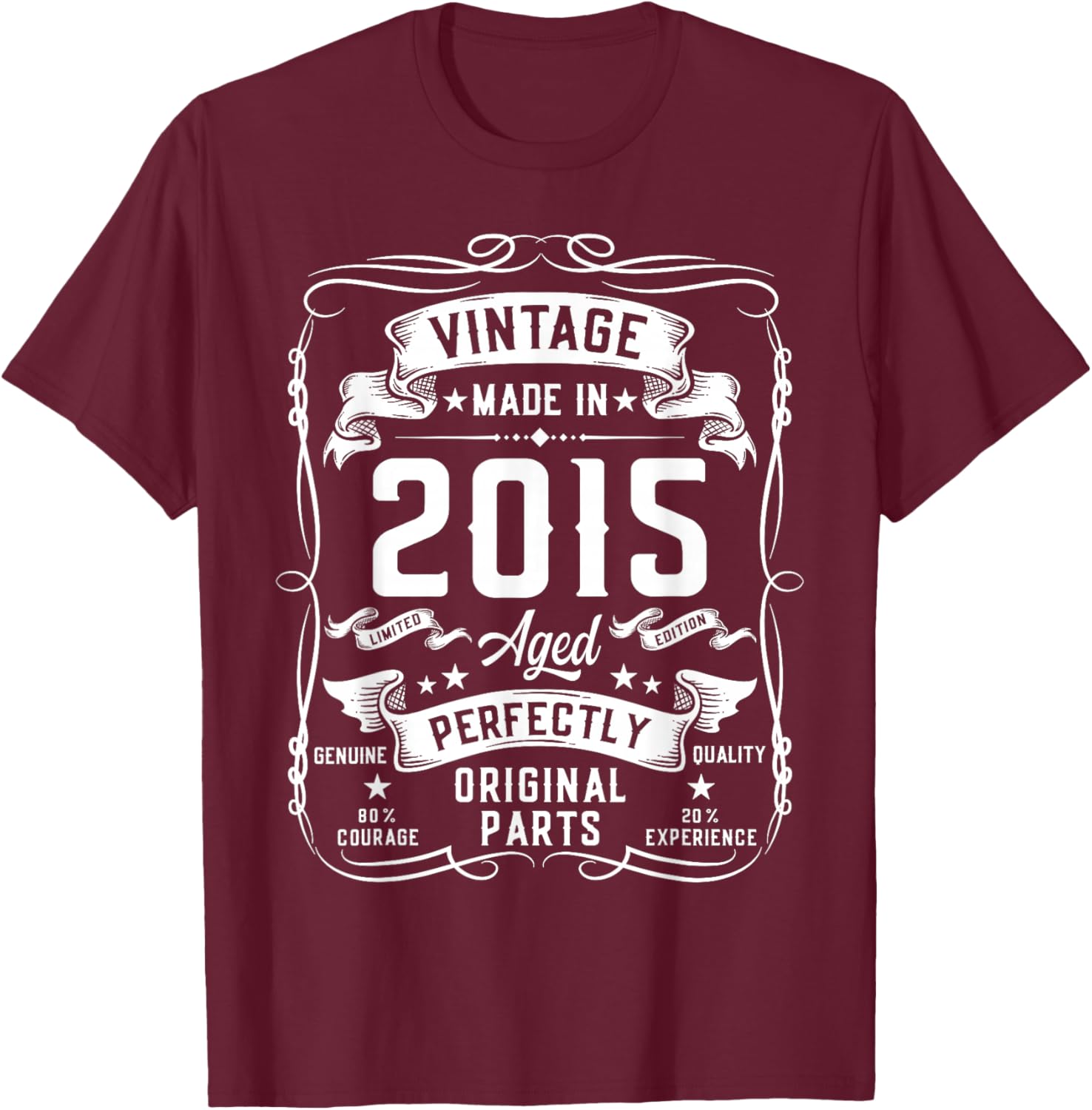 Vintage 2015 11yr 11th Birthday Gifts Boys Girls 11 Year Old T-Shirt - T-Shirt | Maroon