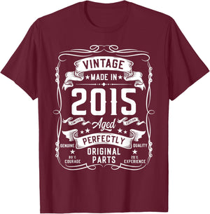 Vintage 2015 11yr 11th Birthday Gifts Boys Girls 11 Year Old T-Shirt - T-Shirt | Maroon