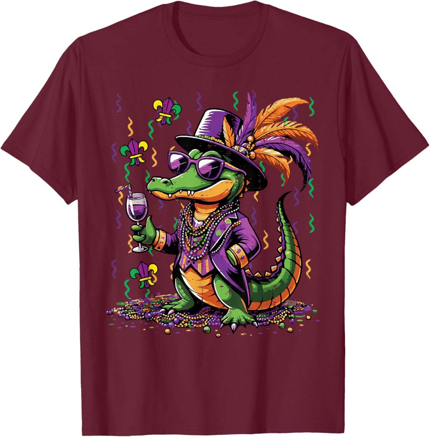 Mardi Gras Alligator Costume Carnival New Orleans Women Men T-Shirt - T-Shirt | Maroon