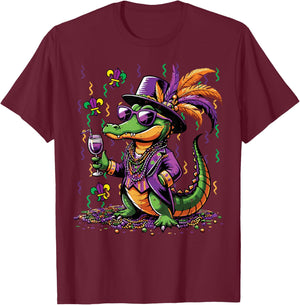 Mardi Gras Alligator Costume Carnival New Orleans Women Men T-Shirt - T-Shirt | Maroon