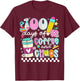 Retro Groovy 100 Days of Coffee and Chaos Teacher Girl Women T-Shirt - T-Shirt | Maroon