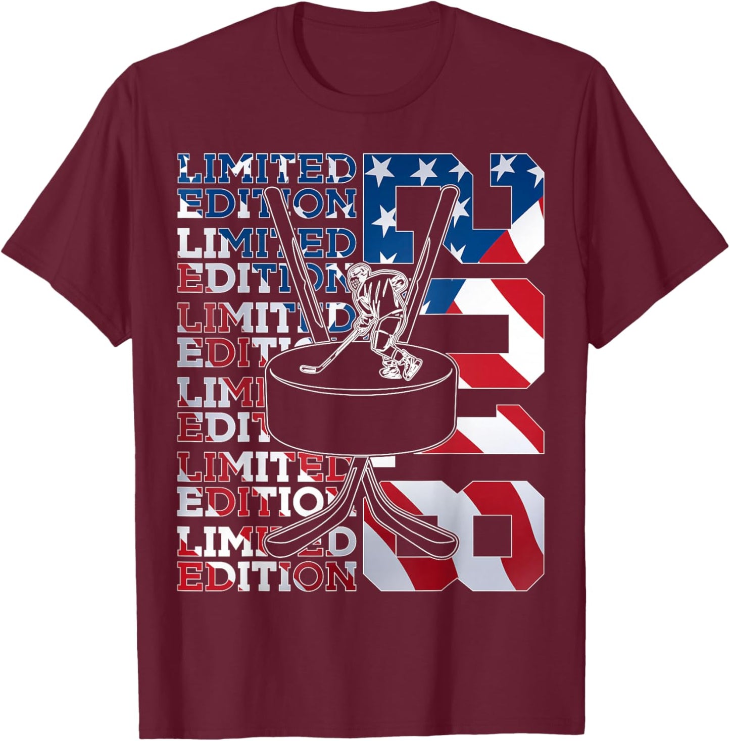 Limited Edition 2018 ICE Hockey 8TH Birthday T-Shirt - T-Shirt | Maroon