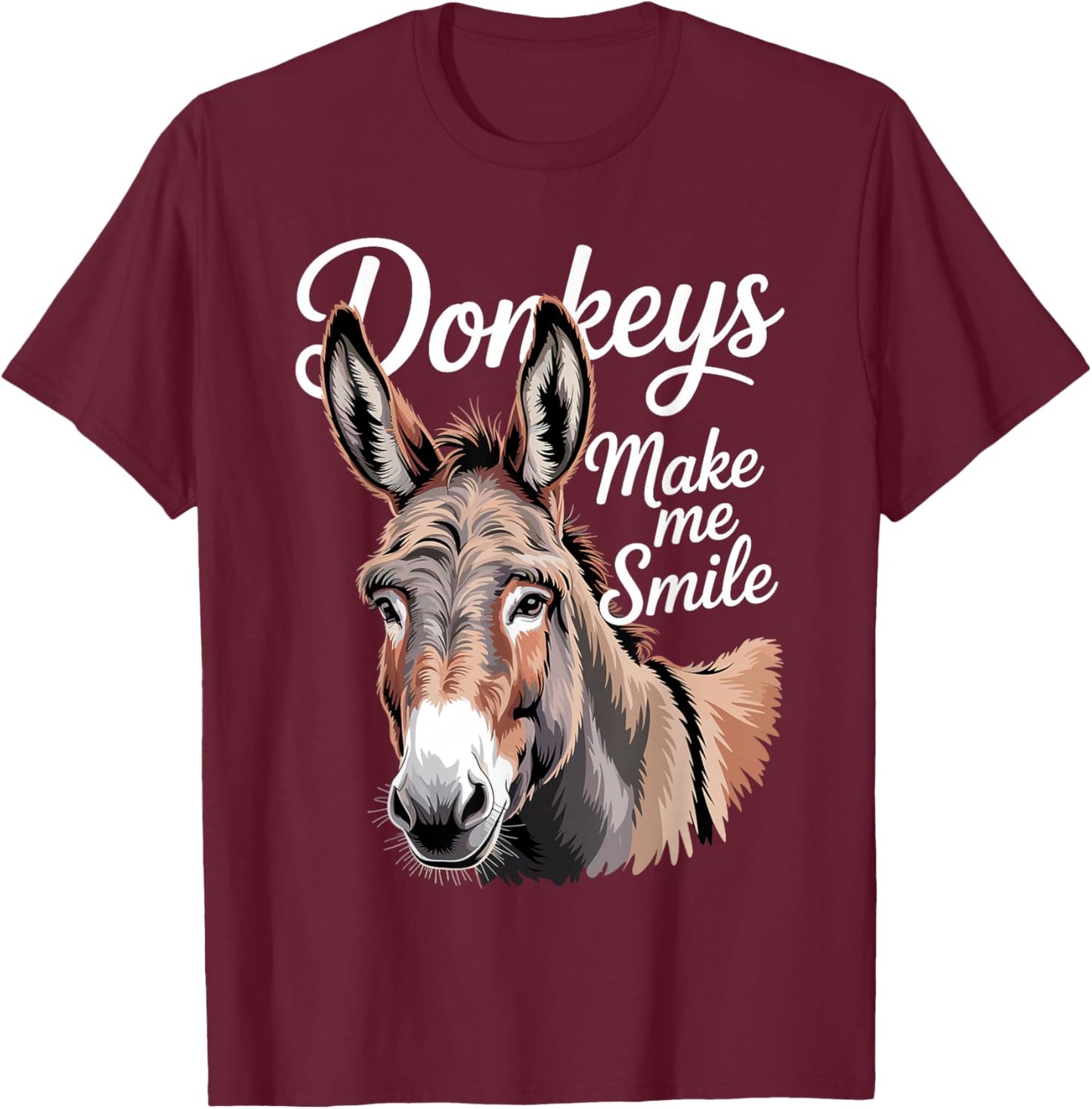 Cute Donkey Art Women Kid Safari Animal Donkey Lover T-Shirt - T-Shirt | Maroon