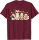 Happy Meowentines Cute Cupid Cat Heart Glasses Coquette Bow T-Shirt - T-Shirt | Maroon
