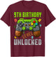 9th Birthday Boy Level 9 Unlocked Birthday Boy 9 Years Old T-Shirt - T-Shirt | Maroon