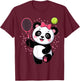 Kawaii Panda Playing Tennis T-Shirt - T-Shirt | Maroon