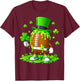 Boy Football St Patricks Day Drip Ice Cream Shamrock Men Kid T-Shirt - T-Shirt | Maroon
