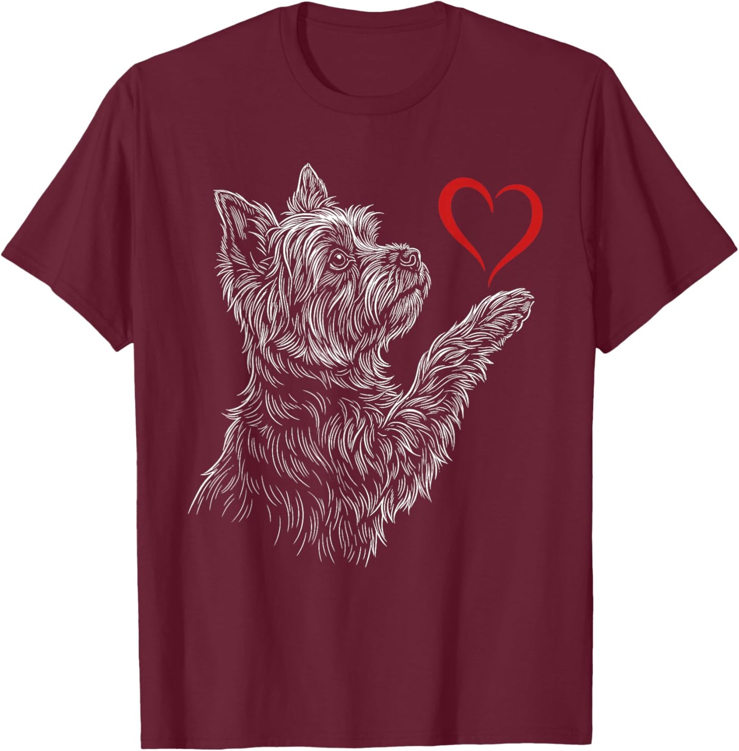 Yorkshire Terrier Lover Dog Yorkie Holding Heart Valentines T-Shirt - T-Shirt | Maroon