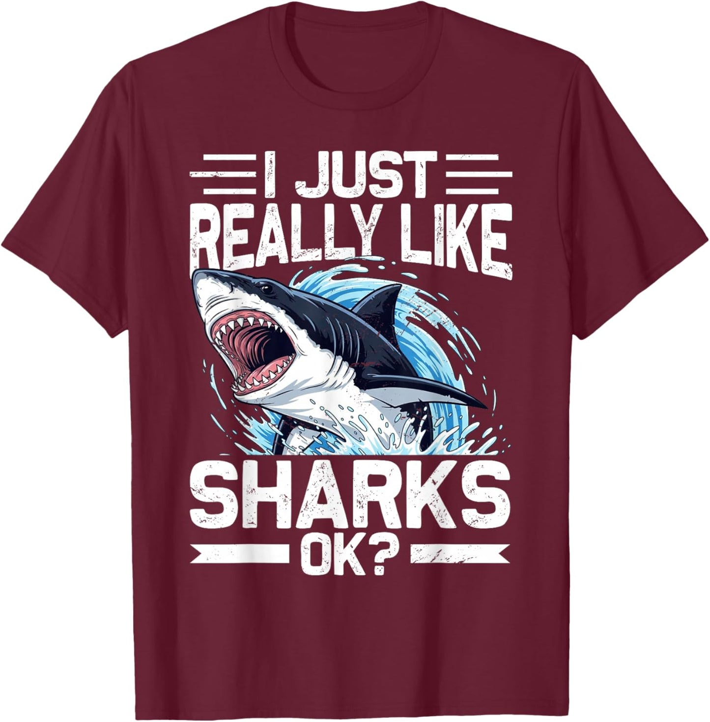 Funny Shark Shirt Women Sea Animal Shark Lover T-Shirt - T-Shirt | Maroon