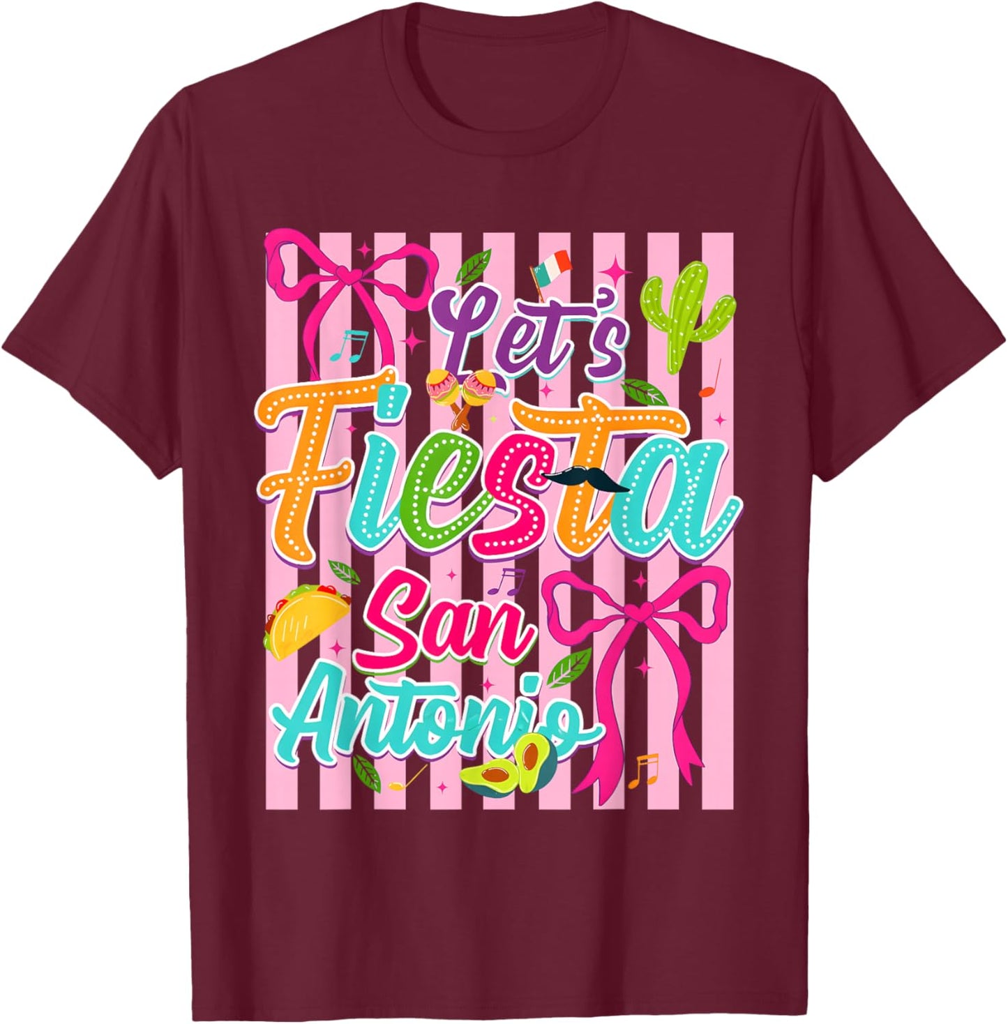 Cinco De Mayo Lets Fiesta 2026 Coquette Bow Girl Women T-Shirt - T-Shirt | Maroon