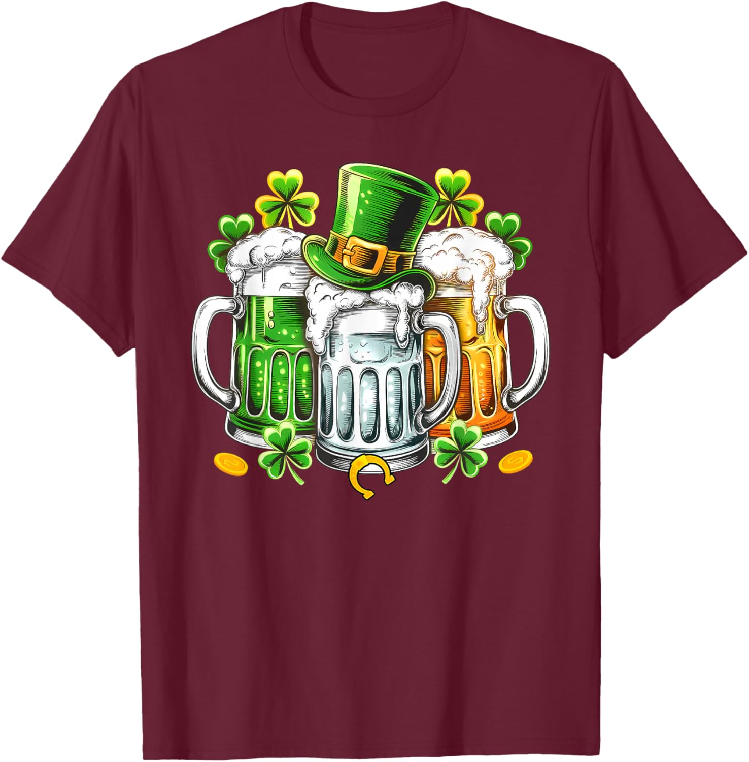 St Patricks Day Beer Drinking Women Saint Pattys T-Shirt - T-Shirt | Maroon