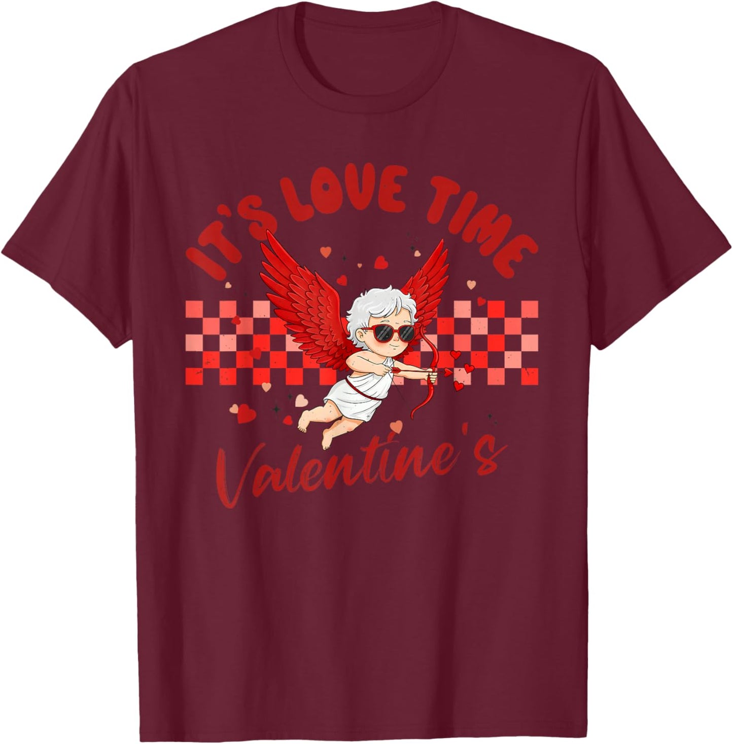 It's Love Time' Cute Cupid Valentine, for Valentine Day Fun T-Shirt - T-Shirt | Maroon