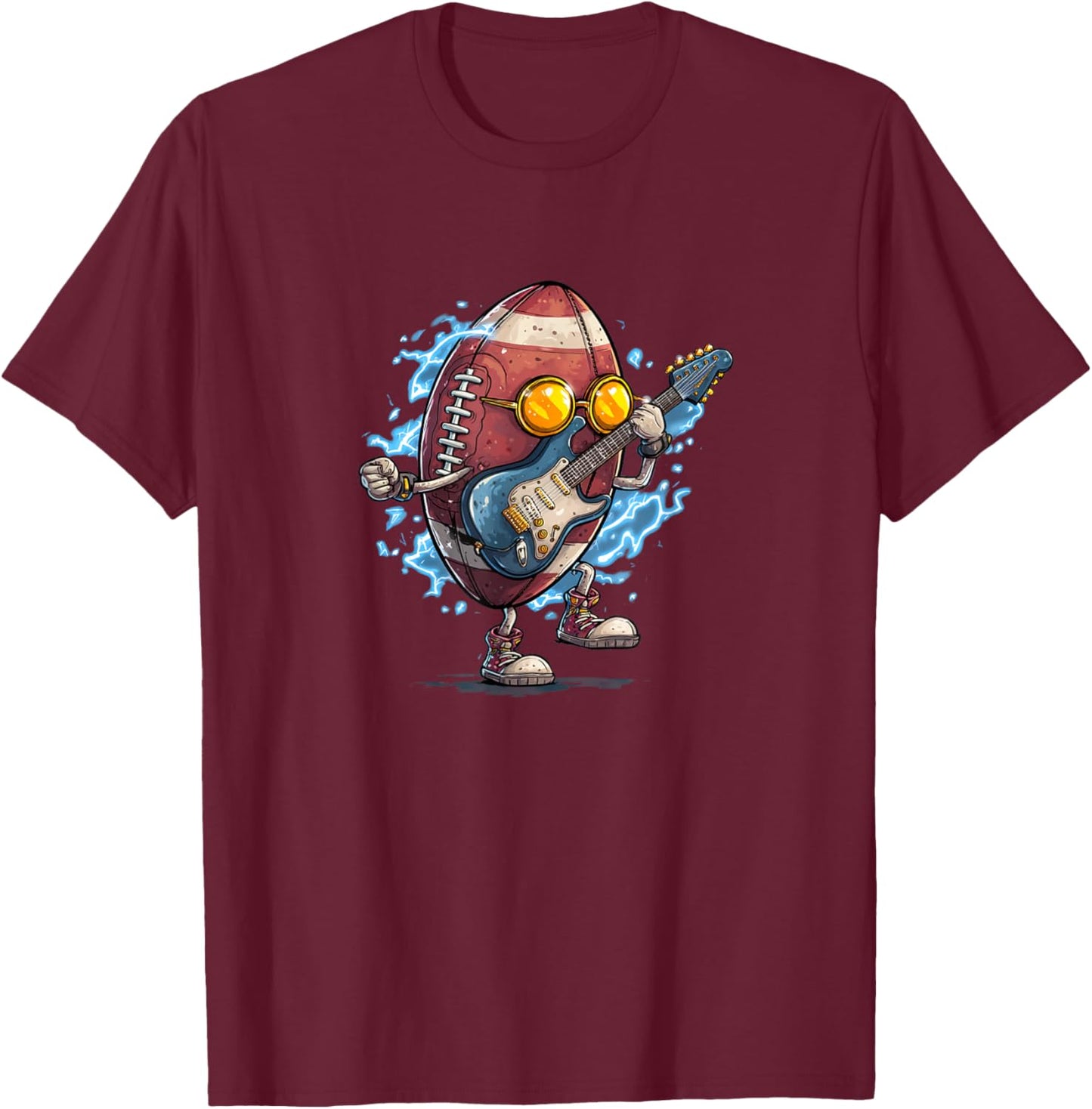 Awesome Football with Electric Guitar Costume T-Shirt - T-Shirt | Maroon