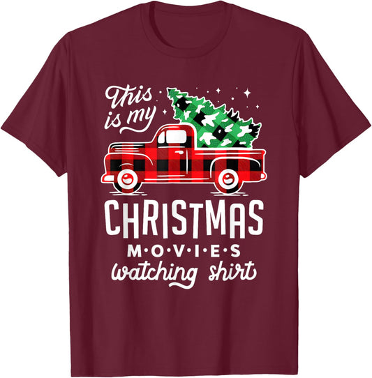 This is My Christmas Movie Watching Shirt Vintage Red Truck T-Shirt - T-Shirt | Maroon