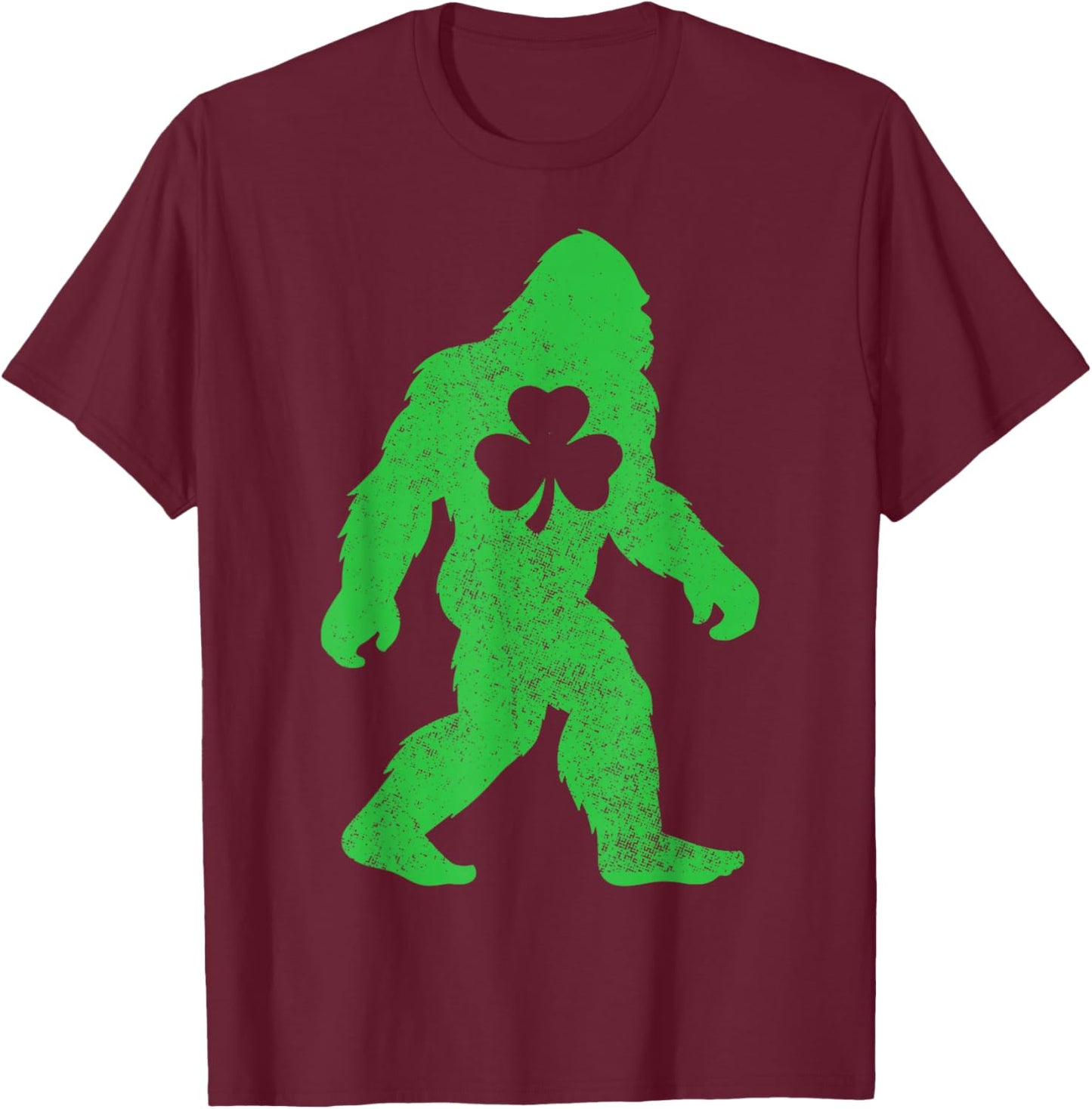 St Patricks Day Bigfoot Sasquatch Shamrock Men Women Kids T-Shirt - T-Shirt | Maroon