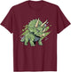 Angry Cute Triceratops Dinosaur Cartoon Kids T-Shirt - T-Shirt | Maroon