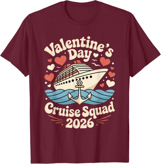 Cute Valentines Day Cruise 2026 Matching Cruise for Couples T-Shirt - T-Shirt | Maroon