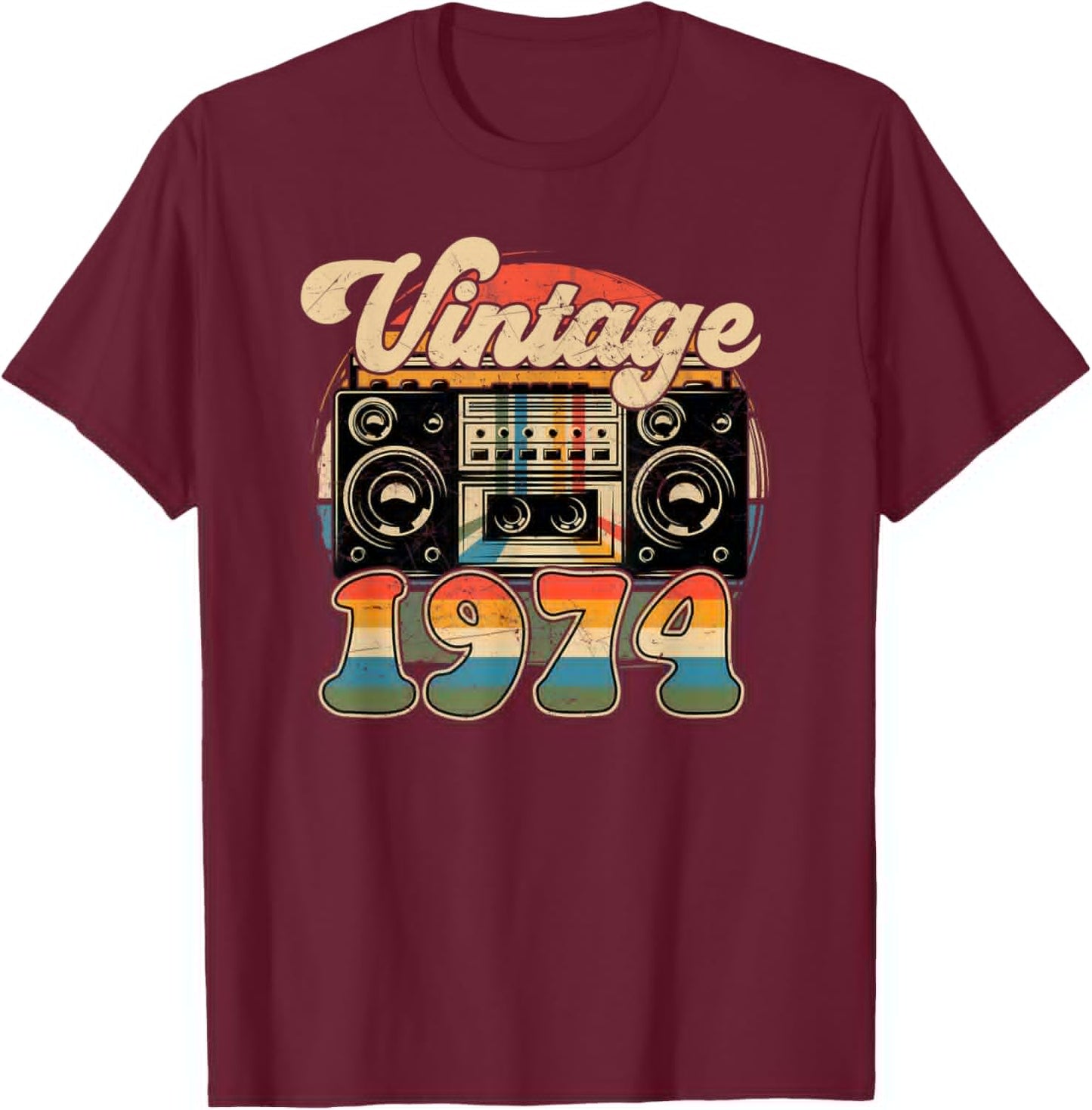 52th Birthday Retro Vintage 1974 Men Women T-Shirt - T-Shirt | Maroon