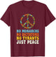 No Kings in America Groovy Vintage 70s Peace T-Shirt - T-Shirt | Maroon