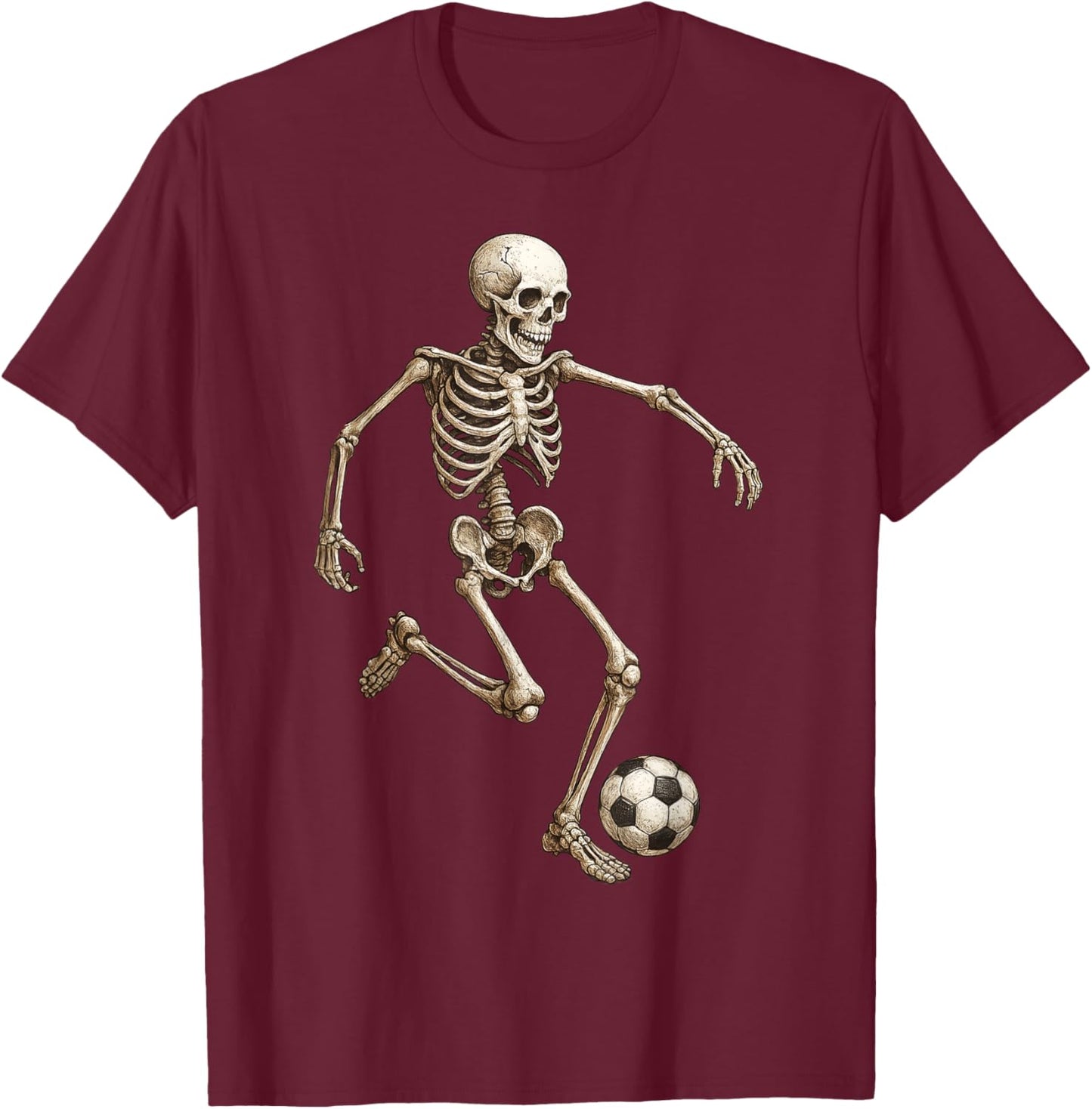 Skeleton Soccer Retro Halloween Costume Funny Men Boys Kids T-Shirt - T-Shirt | Maroon