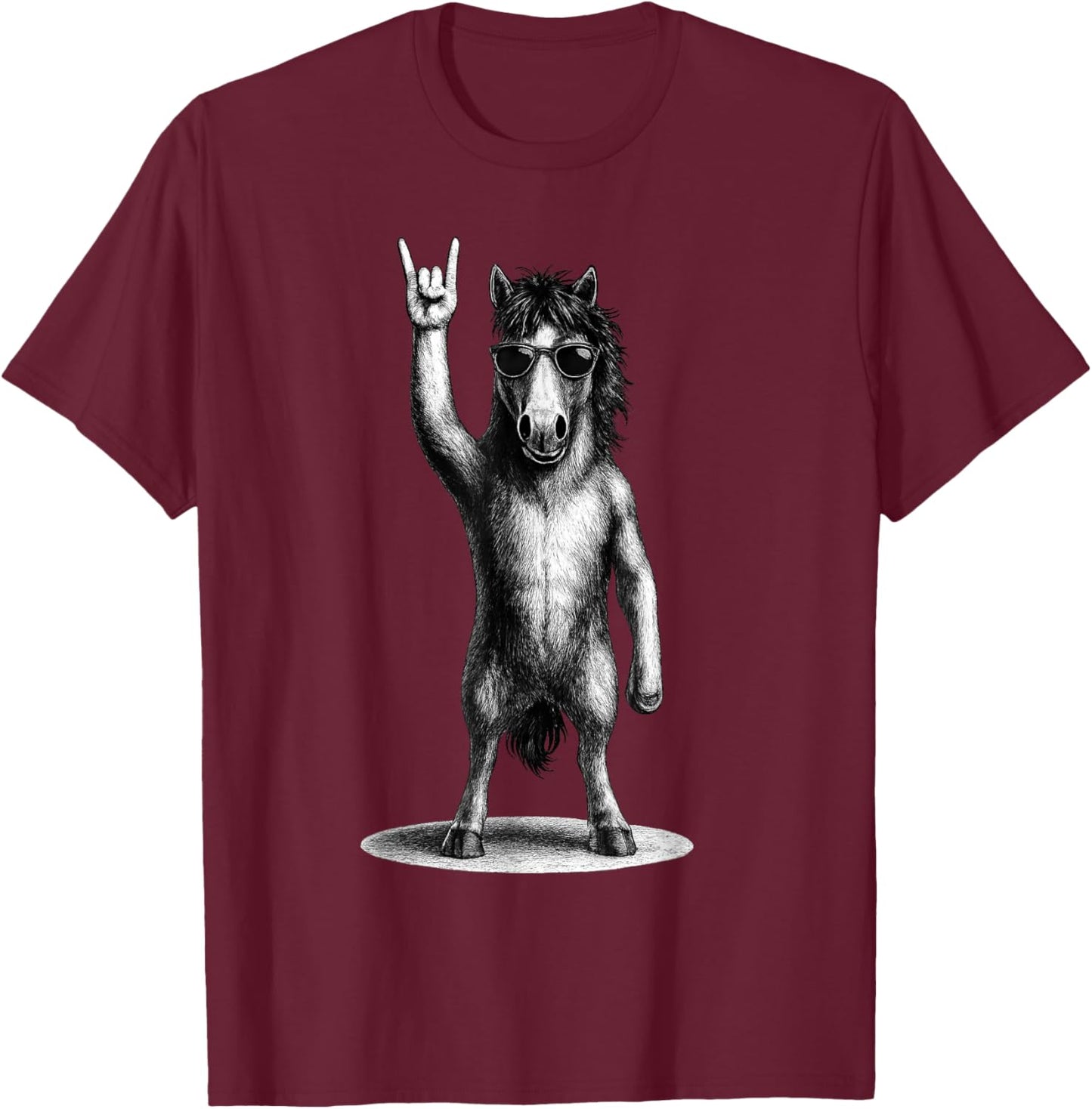 Horse Rock Music Retro Vintage Animal Lover T-Shirt - T-Shirt | Maroon
