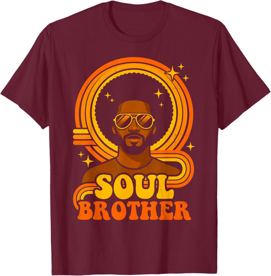 70s Funk Afro Soul Retro Vintage Soul Brother T-Shirt - T-Shirt | Maroon