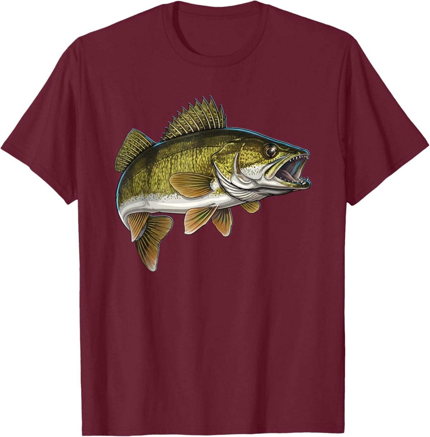 Walleye Fish Art Walleye Fishing T-Shirt - T-Shirt | Maroon
