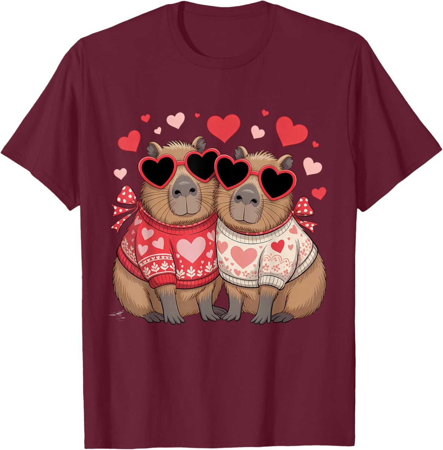 Valentines Day Cute Valentine Capybara Lover T-Shirt - T-Shirt | Maroon