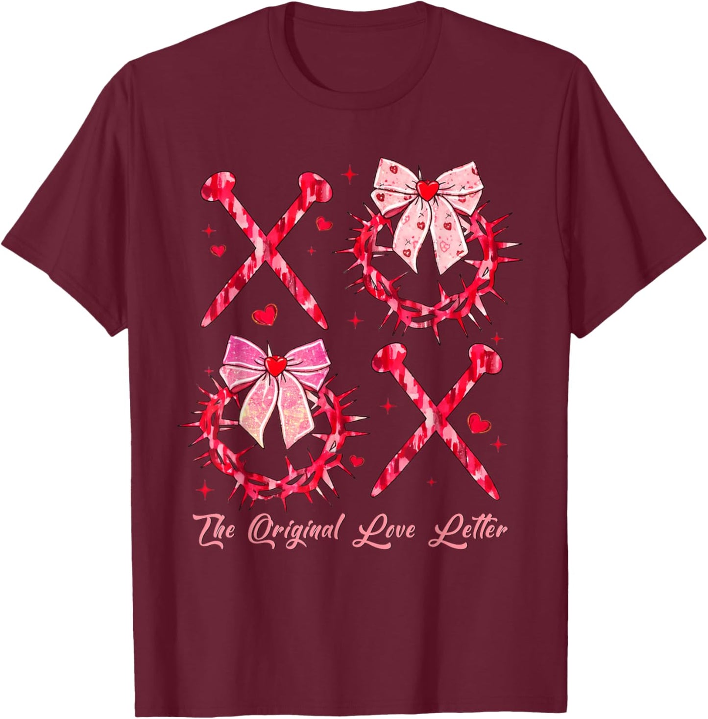 The Original Love Letters Valentine XOXO Heart T-Shirt - T-Shirt | Maroon