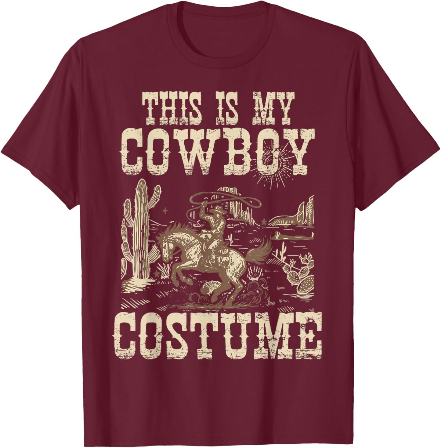 Rodeo Cowboy Costume Country Western Costume Men Women Kids T-Shirt - T-Shirt | Maroon
