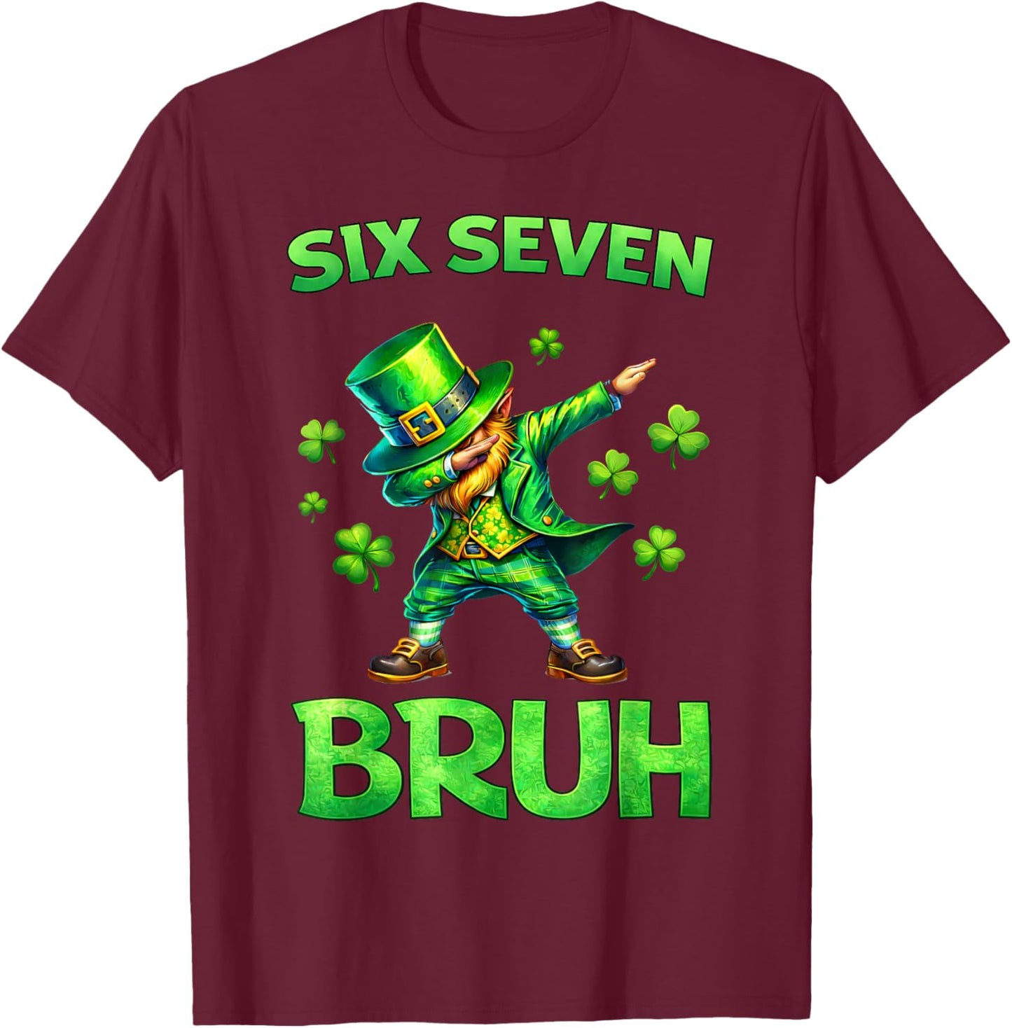 Kids st Patricks Day 67 Leprechaun Dab Six Seven Bruh Boys T-Shirt - T-Shirt | Maroon