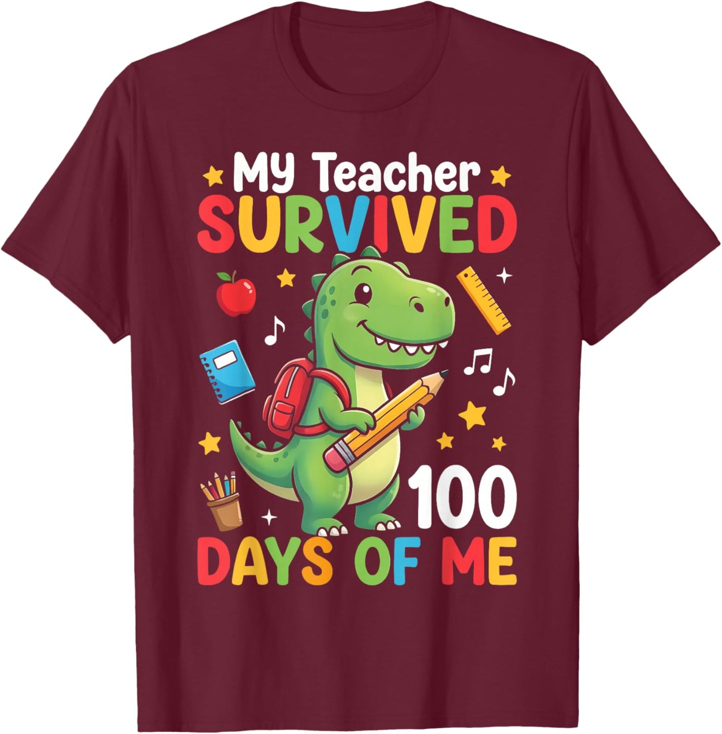 100th Day of School My Teacher Survived 100 Days of Me Boys T-Shirt - T-Shirt | Maroon